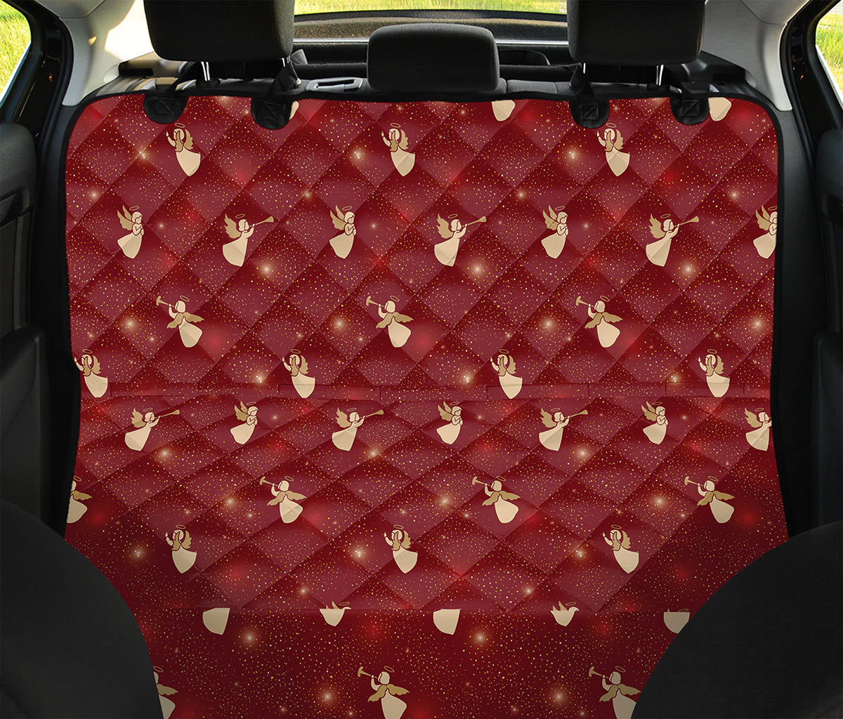 Christmas Angel Pattern Print Pet Car Back Seat Cover