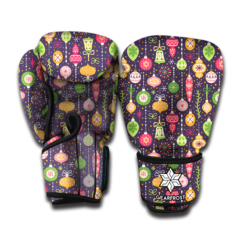 Christmas Baubles Pattern Print Boxing Gloves