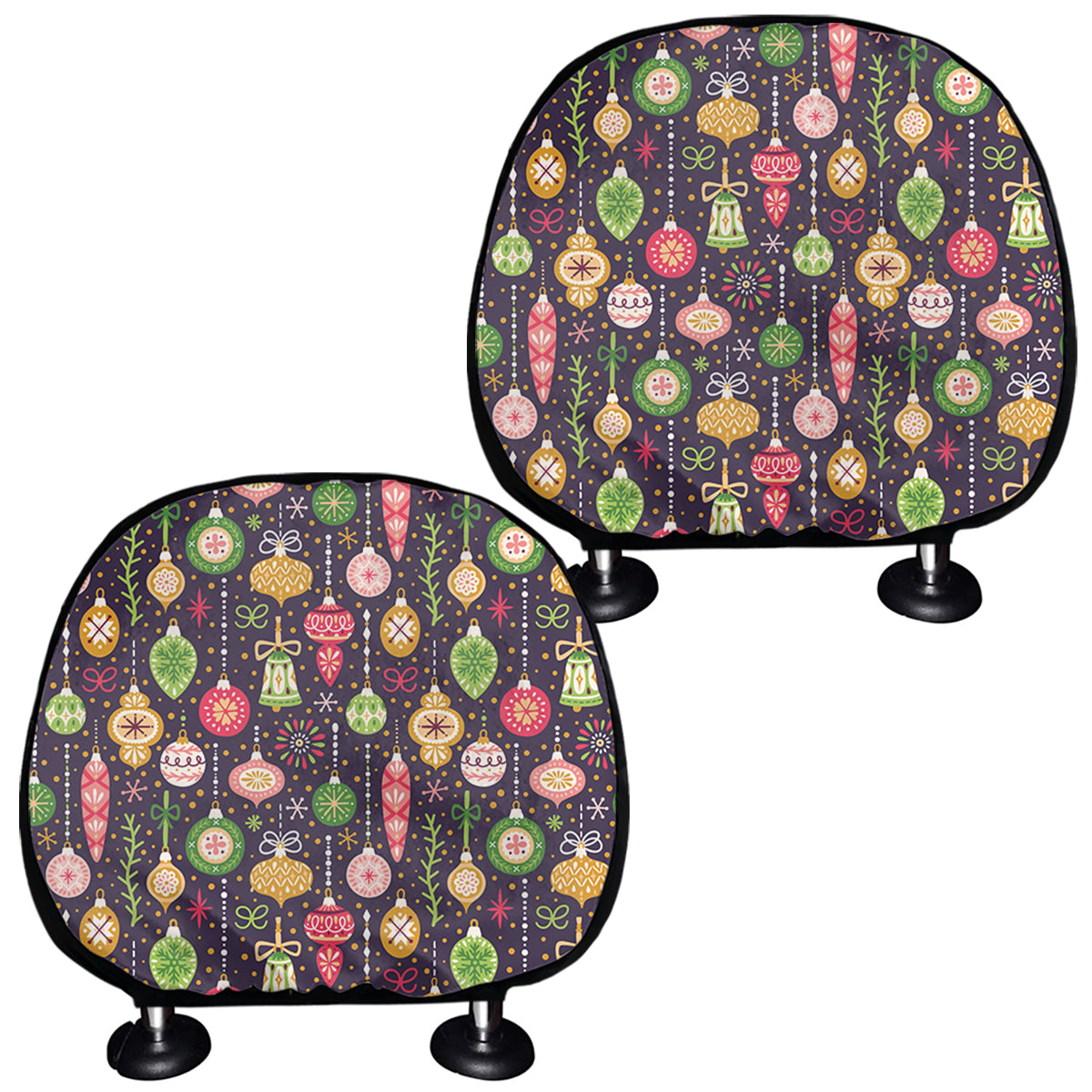 Christmas Baubles Pattern Print Car Headrest Covers