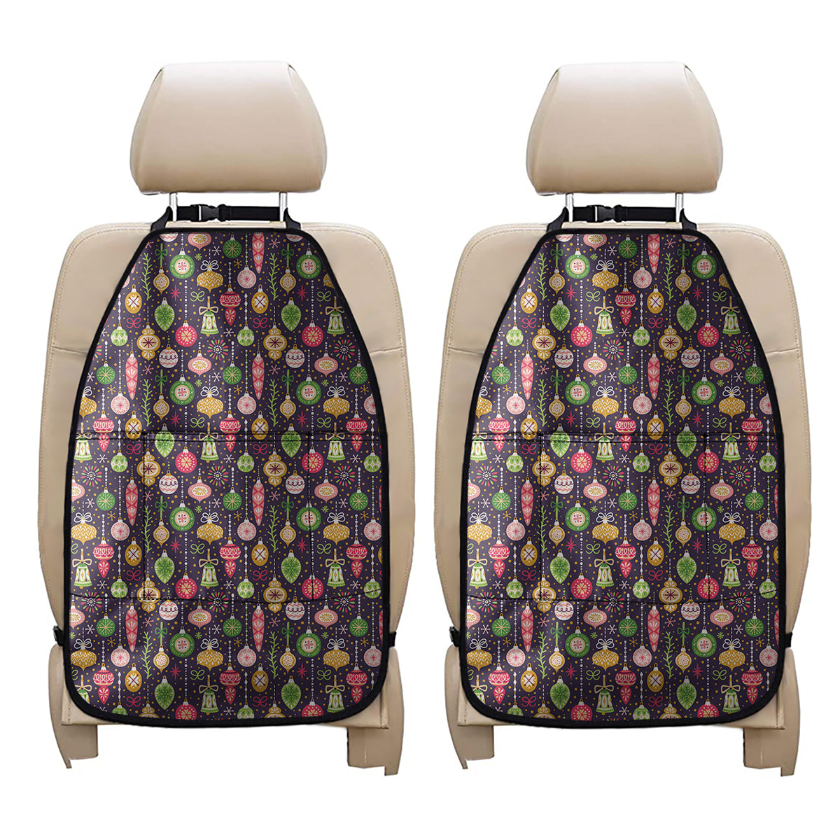 Christmas Baubles Pattern Print Car Seat Organizers
