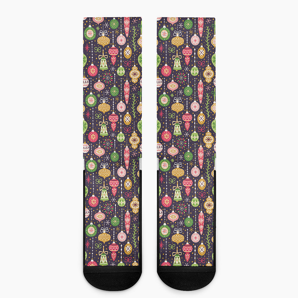 Christmas Baubles Pattern Print Crew Socks