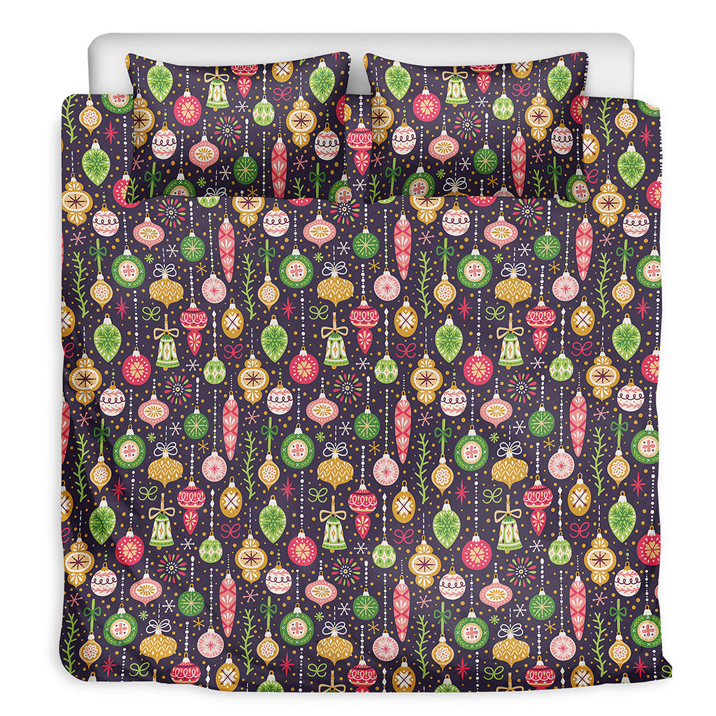 Christmas Baubles Pattern Print Duvet Cover Bedding Set