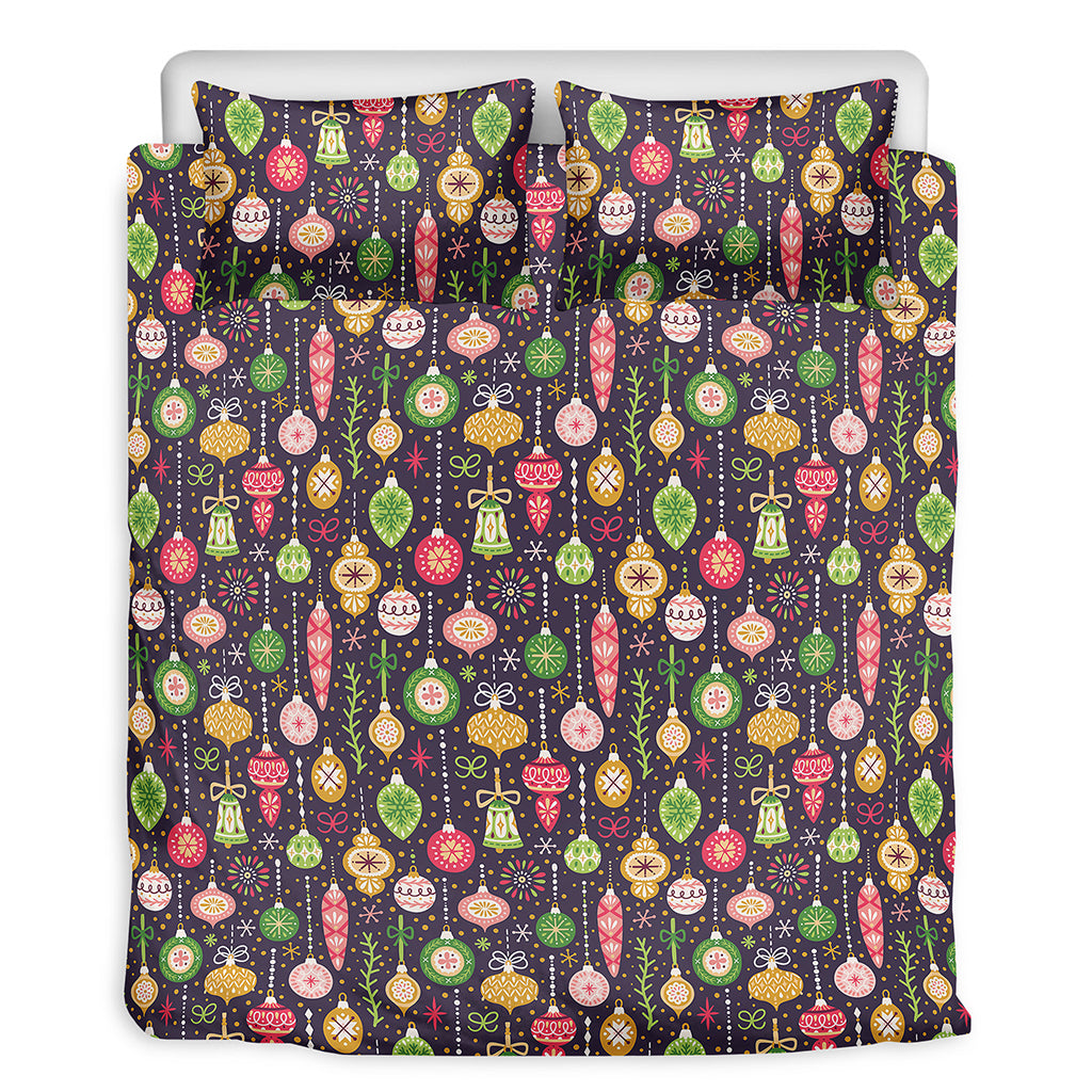 Christmas Baubles Pattern Print Duvet Cover Bedding Set