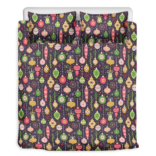 Christmas Baubles Pattern Print Duvet Cover Bedding Set