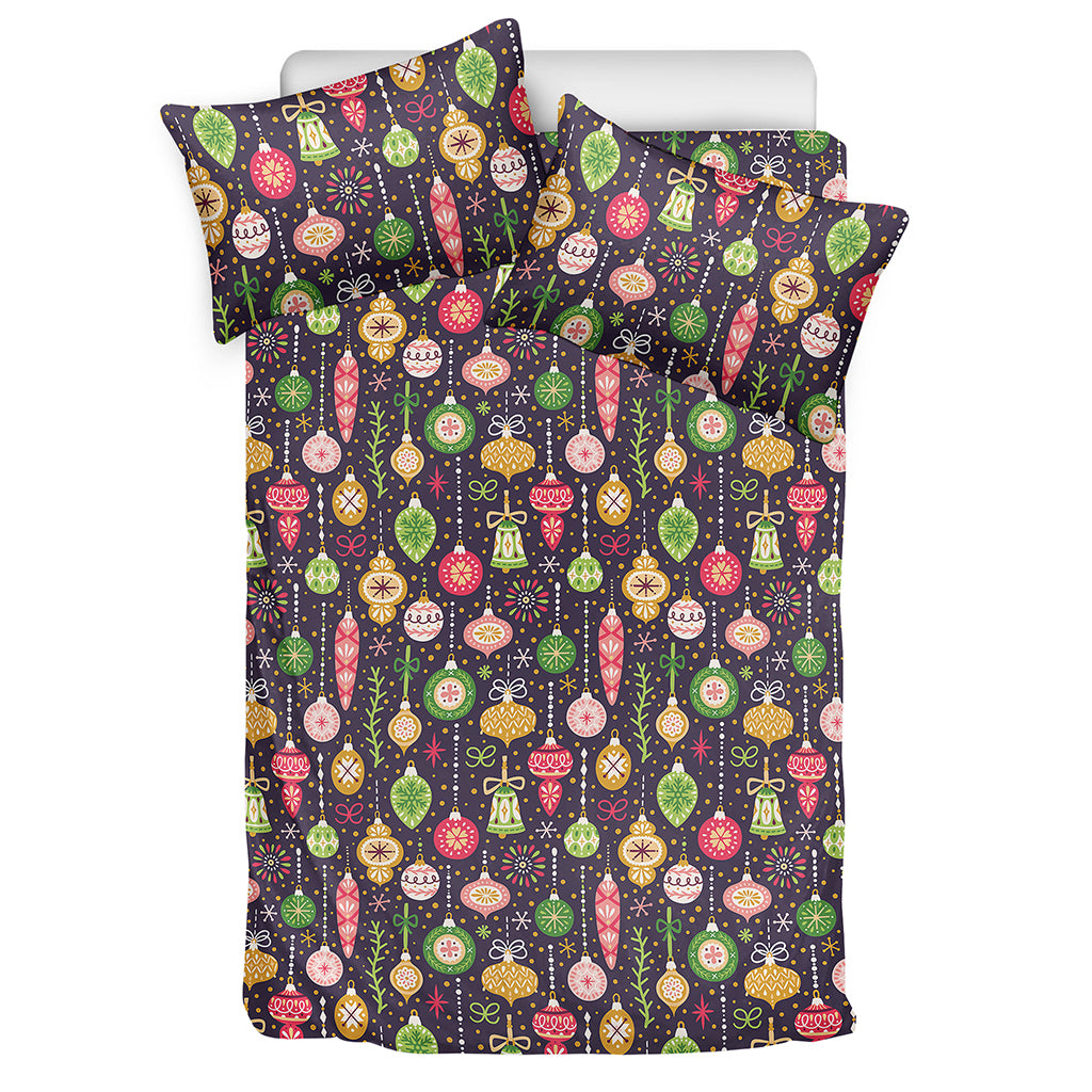 Christmas Baubles Pattern Print Duvet Cover Bedding Set