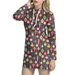 Christmas Baubles Pattern Print Hoodie Dress