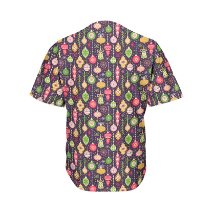 Christmas Baubles Pattern Print Men's Baseball Jersey