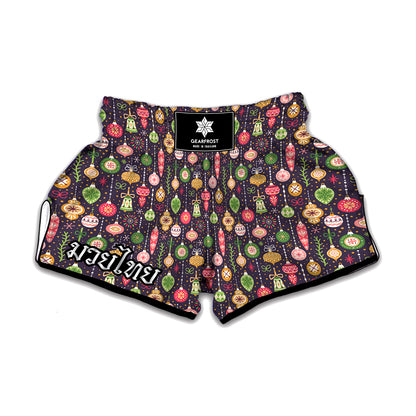 Christmas Baubles Pattern Print Muay Thai Boxing Shorts