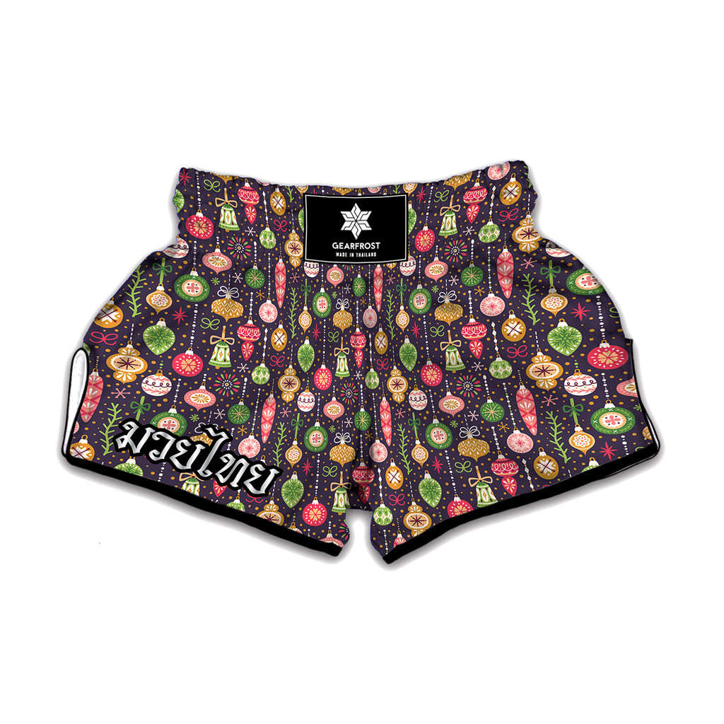 Christmas Baubles Pattern Print Muay Thai Boxing Shorts