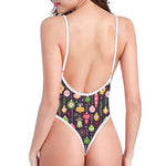 Christmas Baubles Pattern Print One Piece High Cut Swimsuit