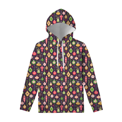 Christmas Baubles Pattern Print Pullover Hoodie