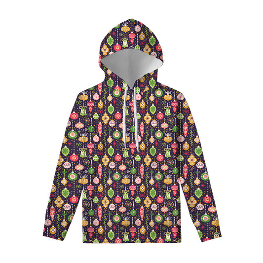Christmas Baubles Pattern Print Pullover Hoodie
