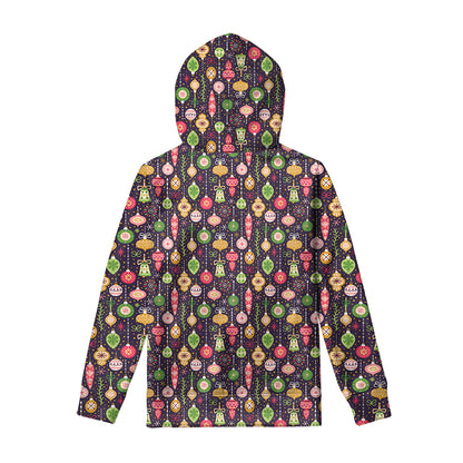 Christmas Baubles Pattern Print Pullover Hoodie