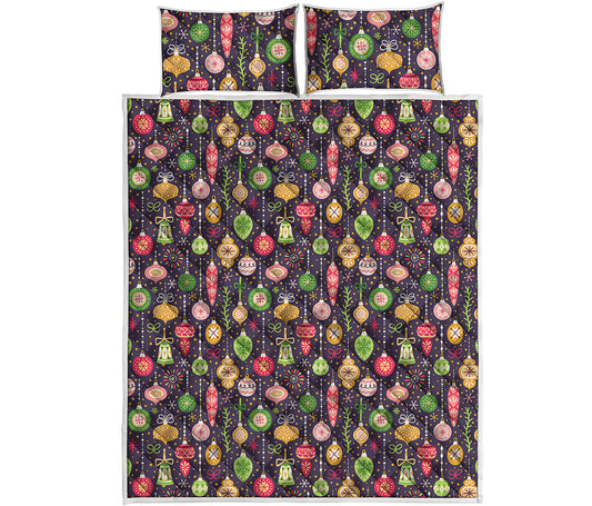 Christmas Baubles Pattern Print Quilt Bed Set