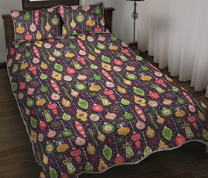 Christmas Baubles Pattern Print Quilt Bed Set