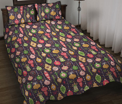 Christmas Baubles Pattern Print Quilt Bed Set