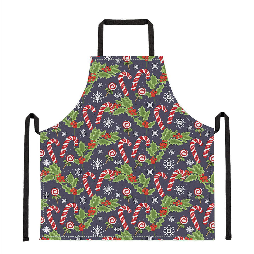 Christmas Berry And Candy Pattern Print Apron