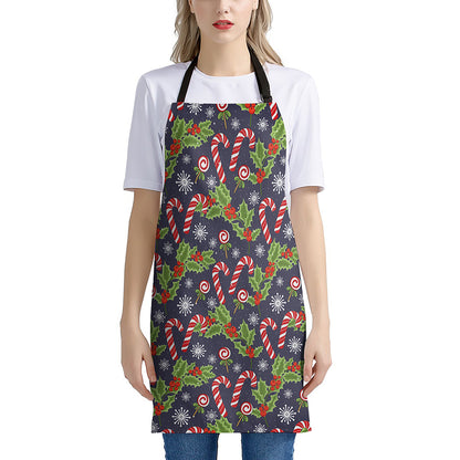 Christmas Berry And Candy Pattern Print Apron