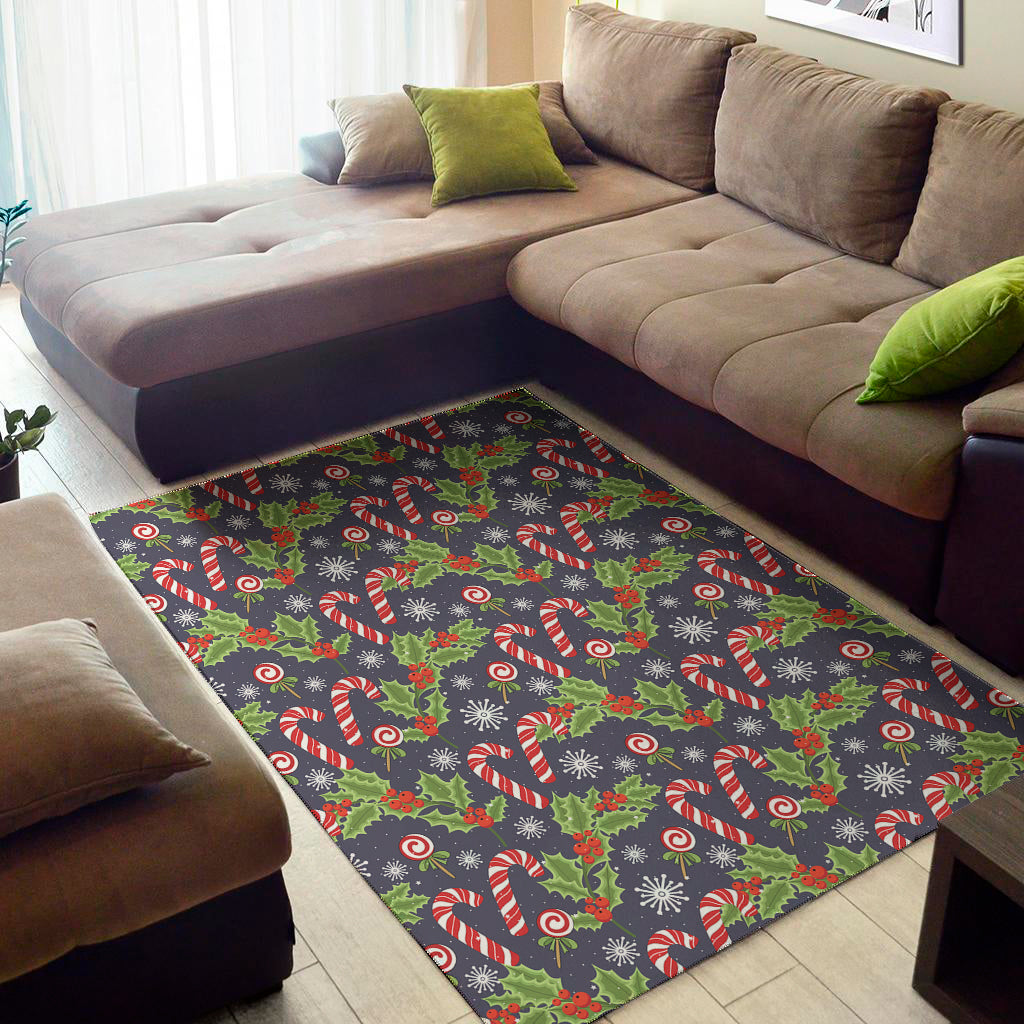 Christmas Berry And Candy Pattern Print Area Rug