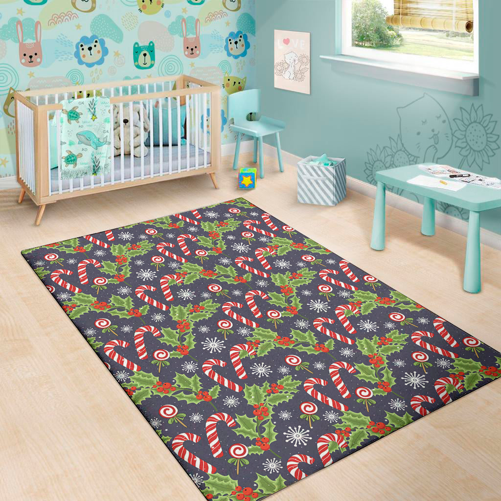 Christmas Berry And Candy Pattern Print Area Rug