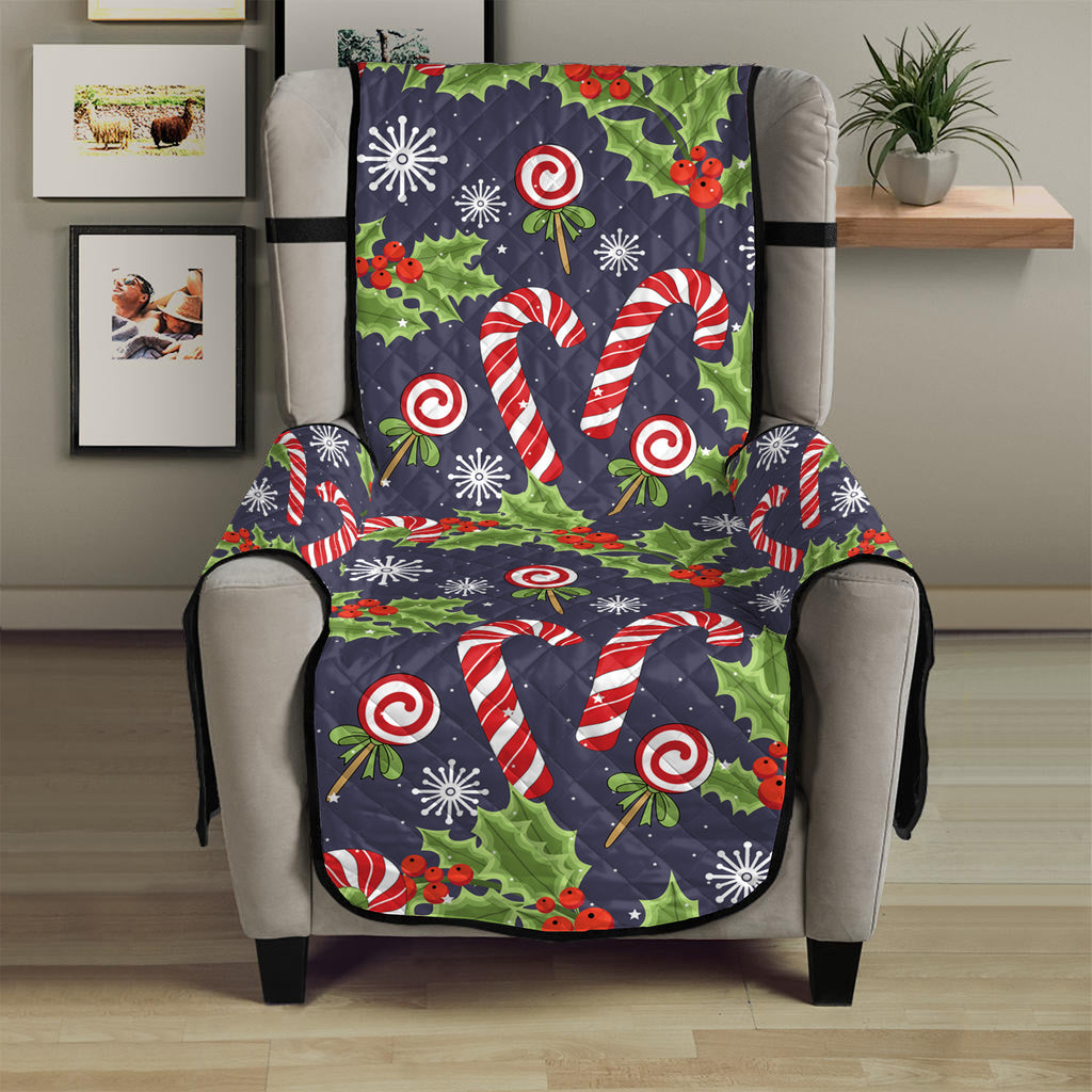 Christmas Berry And Candy Pattern Print Armchair Protector