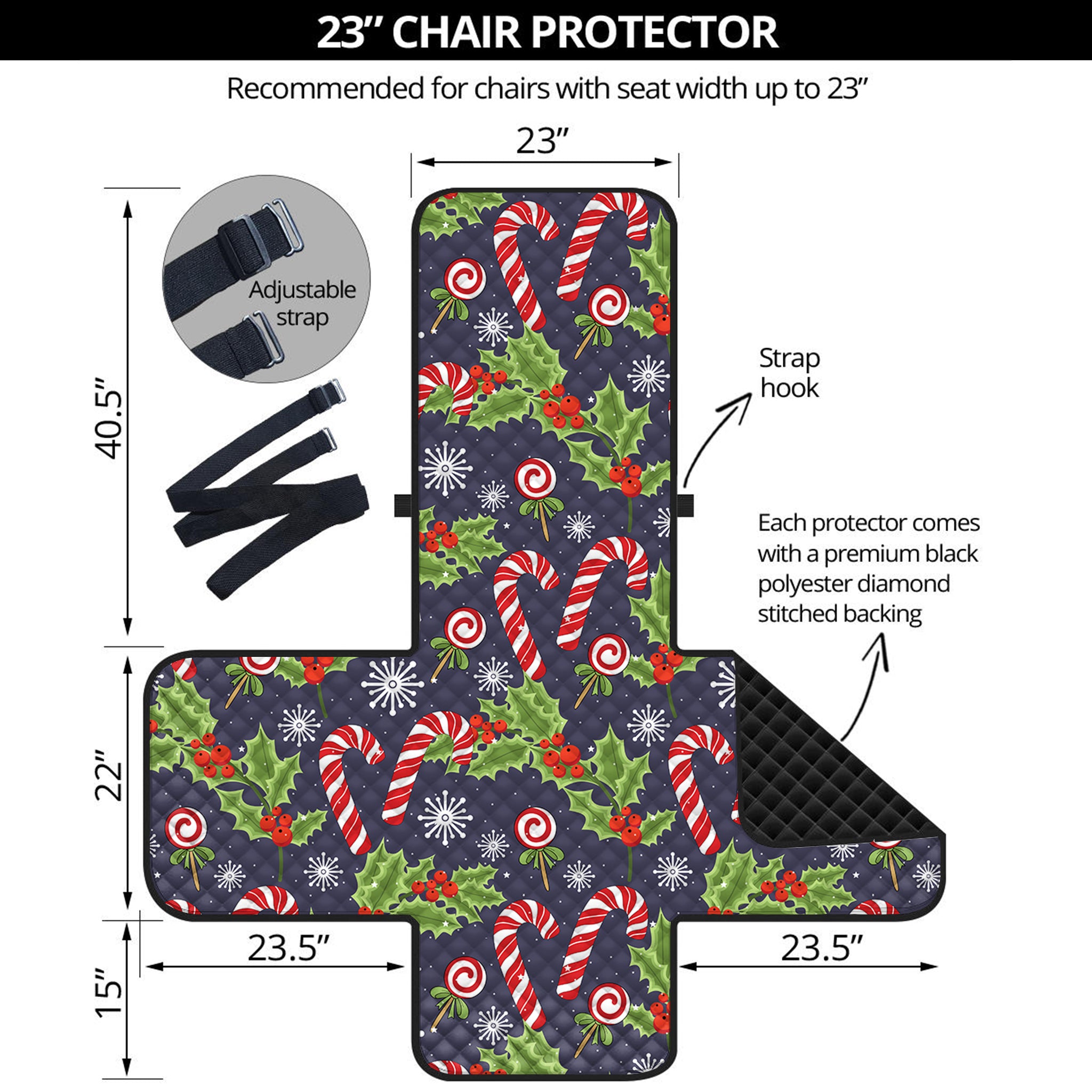 Christmas Berry And Candy Pattern Print Armchair Protector