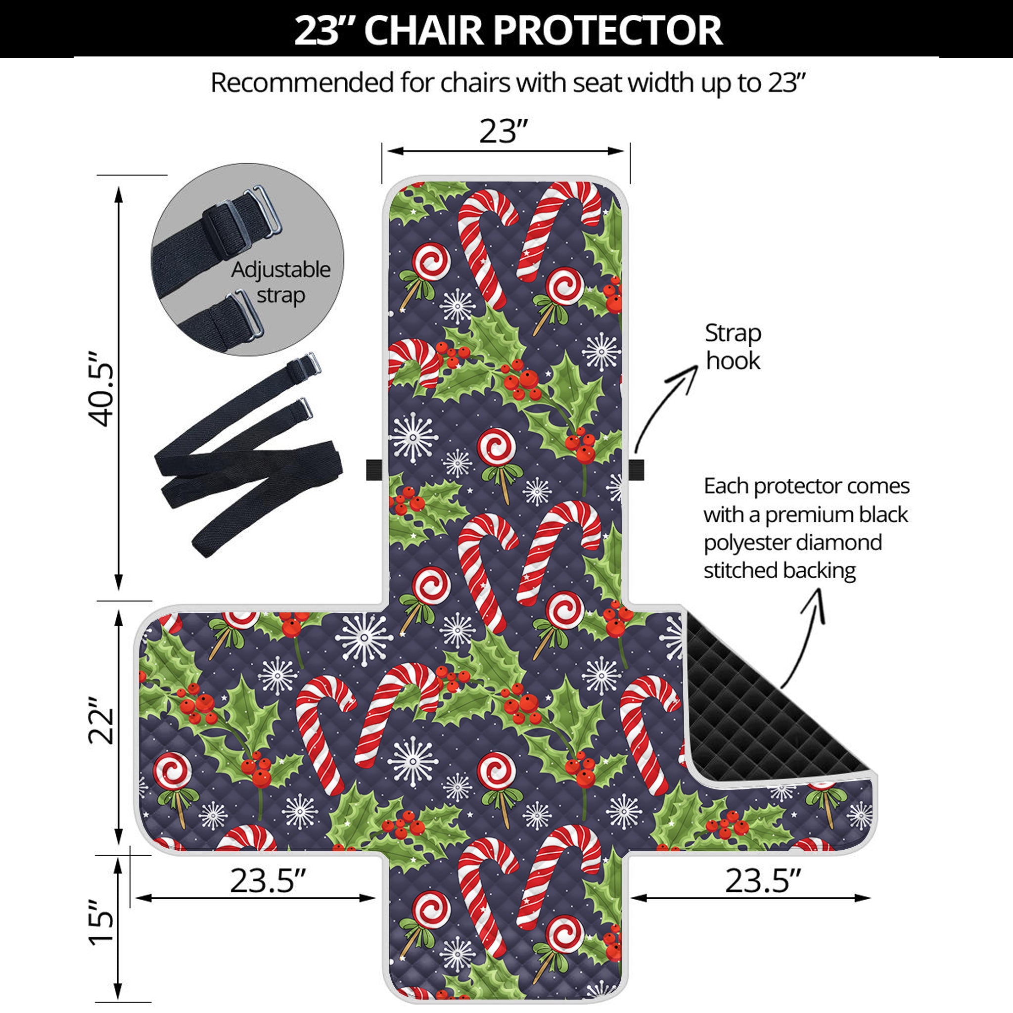 Christmas Berry And Candy Pattern Print Armchair Protector