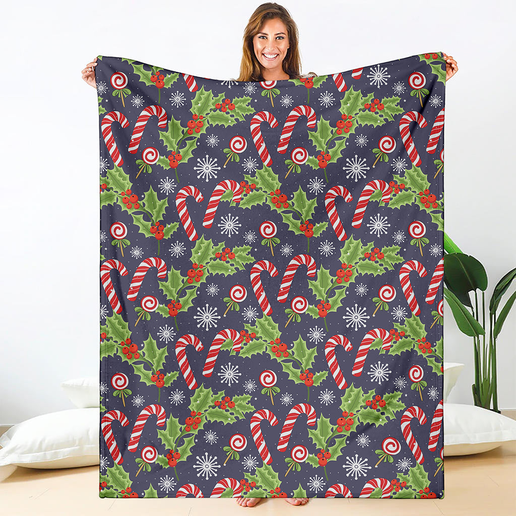 Christmas Berry And Candy Pattern Print Blanket