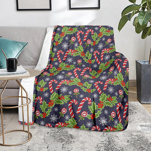 Christmas Berry And Candy Pattern Print Blanket