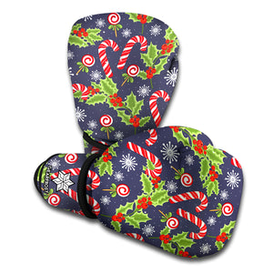 Christmas Berry And Candy Pattern Print Boxing Gloves