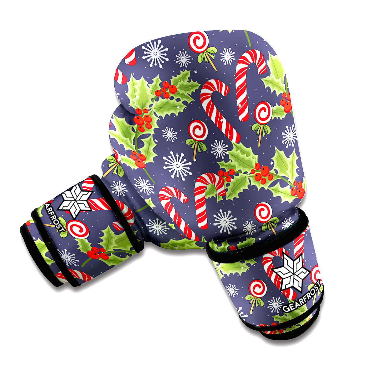 Christmas Berry And Candy Pattern Print Boxing Gloves