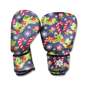 Christmas Berry And Candy Pattern Print Boxing Gloves