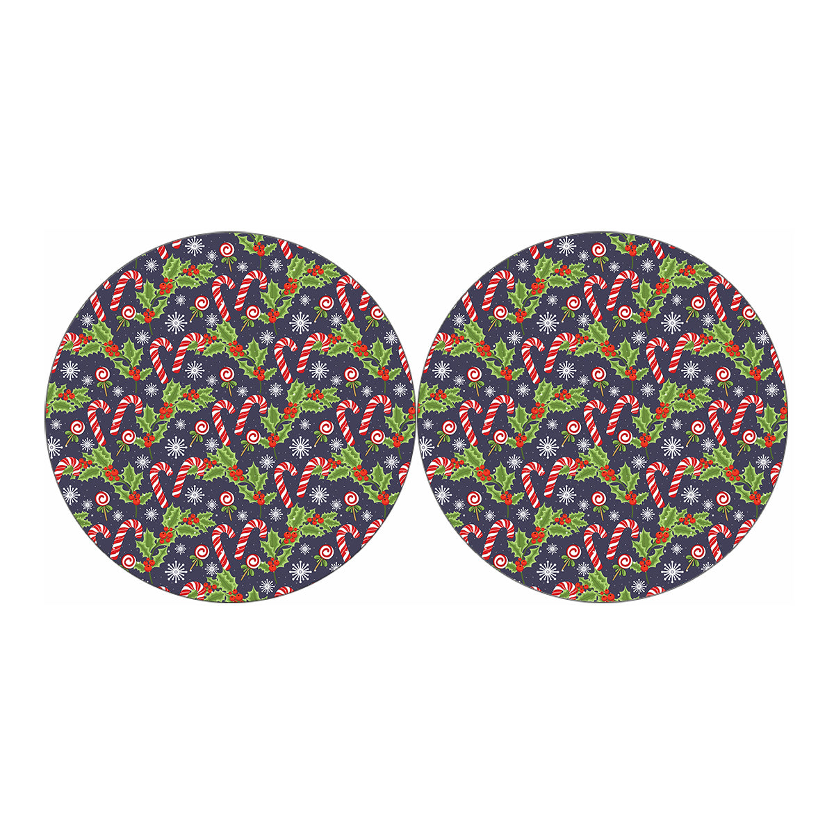 Christmas Berry And Candy Pattern Print Car Coasters