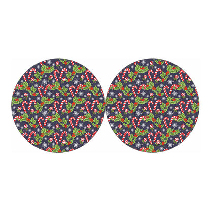 Christmas Berry And Candy Pattern Print Car Coasters