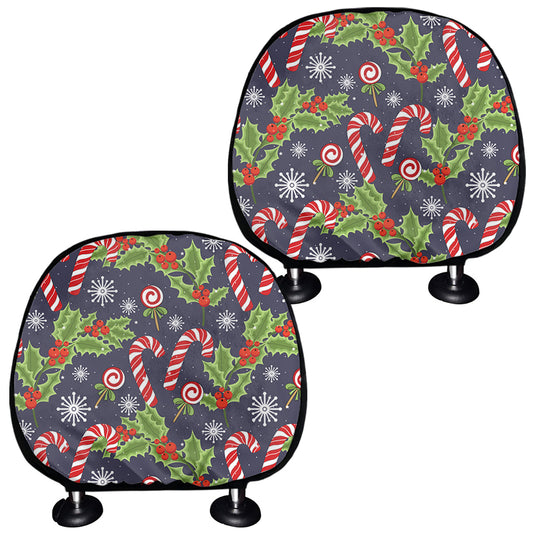 Christmas Berry And Candy Pattern Print Car Headrest Covers