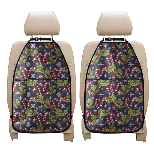 Christmas Berry And Candy Pattern Print Car Seat Organizers