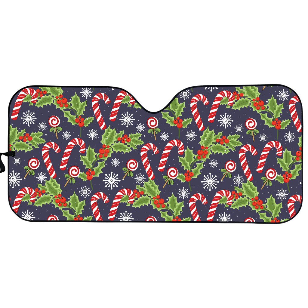 Christmas Berry And Candy Pattern Print Car Sun Shade