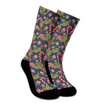 Christmas Berry And Candy Pattern Print Crew Socks