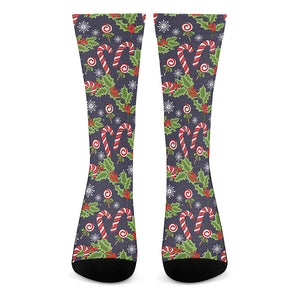 Christmas Berry And Candy Pattern Print Crew Socks