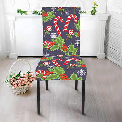 Christmas Berry And Candy Pattern Print Dining Chair Slipcover