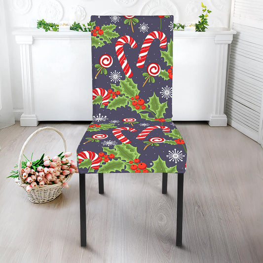 Christmas Berry And Candy Pattern Print Dining Chair Slipcover