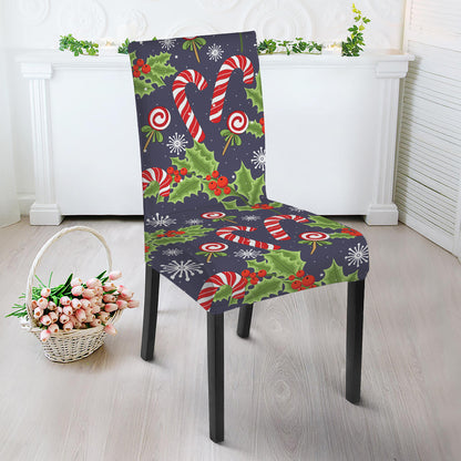 Christmas Berry And Candy Pattern Print Dining Chair Slipcover
