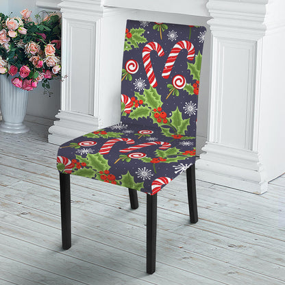 Christmas Berry And Candy Pattern Print Dining Chair Slipcover