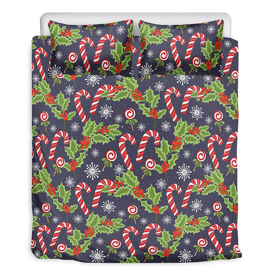 Christmas Berry And Candy Pattern Print Duvet Cover Bedding Set