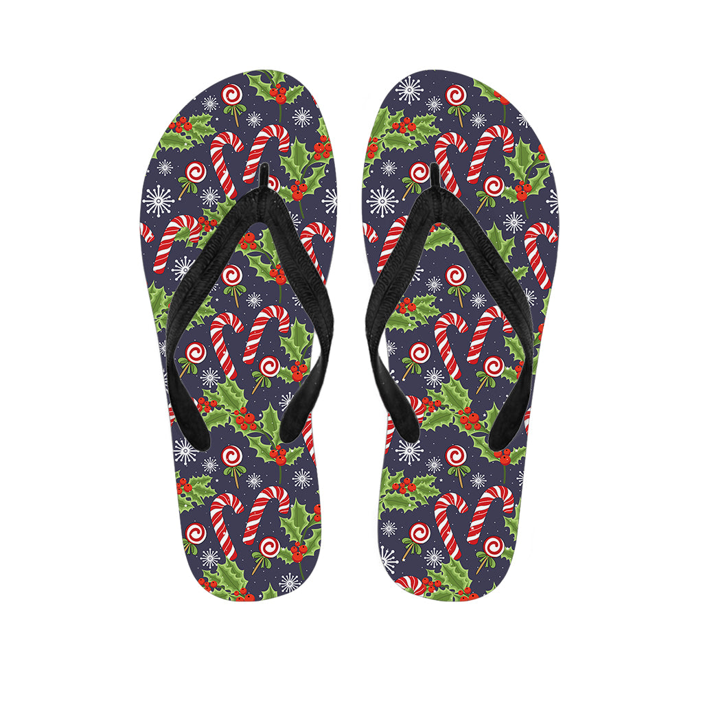 Christmas Berry And Candy Pattern Print Flip Flops