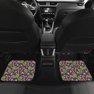 Christmas Berry And Candy Pattern Print Front and Back Car Floor Mats