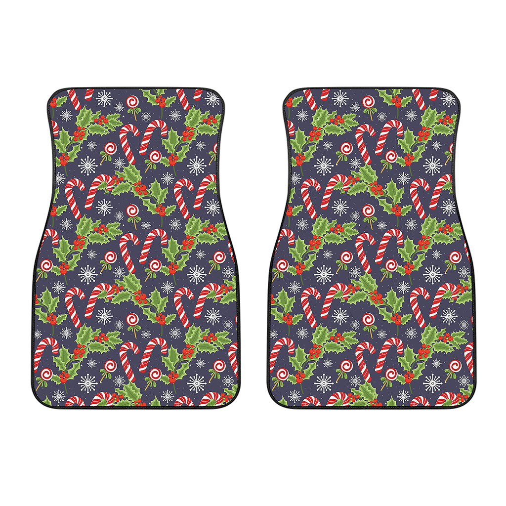 Christmas Berry And Candy Pattern Print Front Car Floor Mats