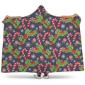 Christmas Berry And Candy Pattern Print Hooded Blanket