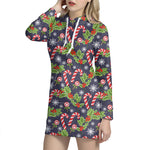 Christmas Berry And Candy Pattern Print Hoodie Dress