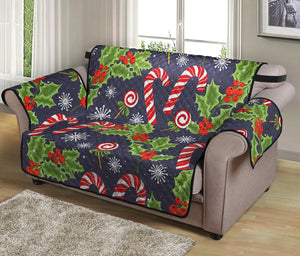 Christmas Berry And Candy Pattern Print Loveseat Protector